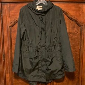 Merona: Womens Black Water Resistant Raincoat w/ Hood & Drawstring Waist. Size S